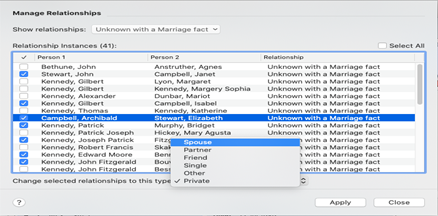 Managing Relationships in Family Tree Maker 2019 for mac