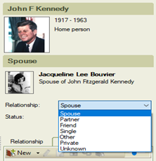 Relationship drop-down list