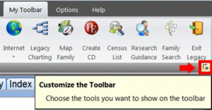 Legacy family tree and ancestry sync toolbar